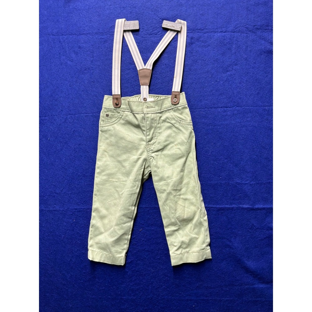 Cottagecore Baby Boy Carters Child of Mine Suspender Pants 18M Sage Green
